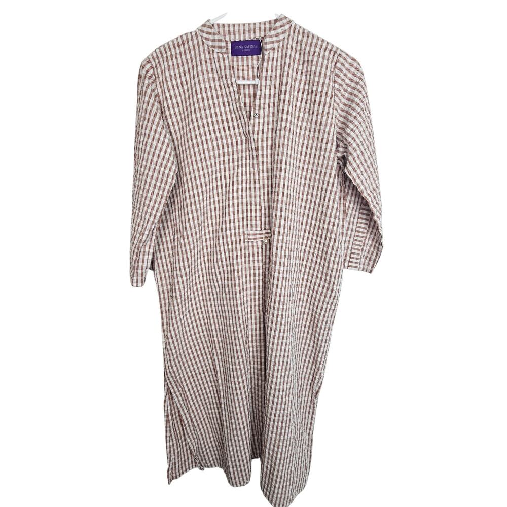 Sana Safinaz Womens Seersucker Kurti Kurta Size XS Ethnic Indian Cotton Check